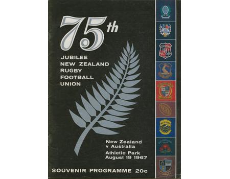 NEW ZEALAND V AUSTRALIA 1967 (WELLINGTON) RUGBY PROGRAMME