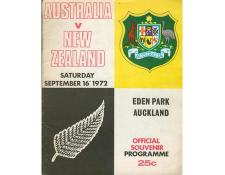NEW ZEALAND V AUSTRALIA 1972 (3RD TEST) RUGBY PROGRAMME