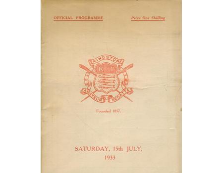 KINGSTON REGATTA 1933 OFFICIAL PROGRAMME