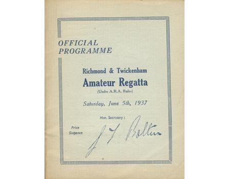 RICHMOND & TWICKENHAM REGATTA 1937 OFFICIAL PROGRAMME