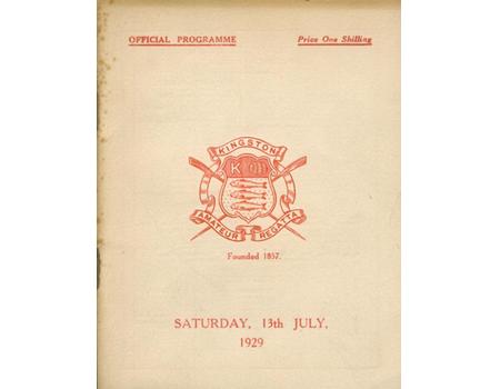 KINGSTON REGATTA 1929 OFFICIAL PROGRAMME