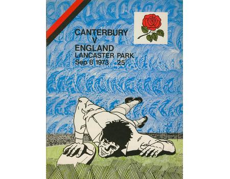 CANTERBURY V ENGLAND 1973 RUGBY PROGRAMME