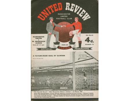 MANCHESTER UNITED V WEST BROMWICH ALBION 1957-58 FOOTBALL PROGRAMME