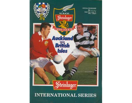 AUCKLAND V BRITISH ISLES 1993 RUGBY PROGRAMME