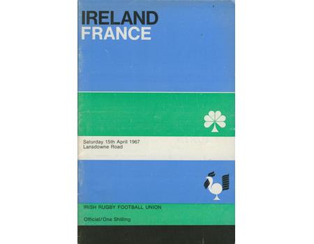 IRELAND V FRANCE 1967 RUGBY UNION PROGRAMME