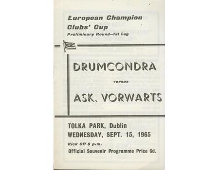DRUMCONDRA V ASK. VORWARTS 1965 FOOTBALL PROGRAMME