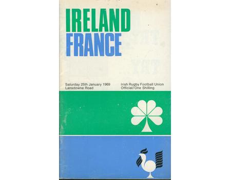IRELAND V FRANCE 1969 RUGBY PROGRAMME