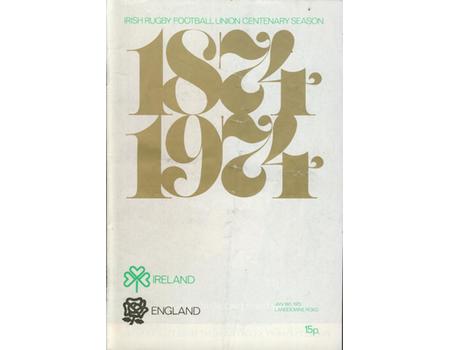 IRELAND V ENGLAND 1975 RUGBY PROGRAMME