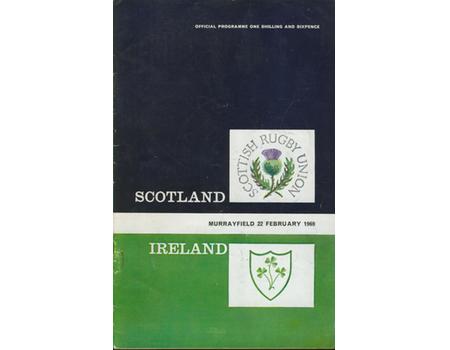 SCOTLAND V IRELAND 1969 RUGBY PROGRAMME