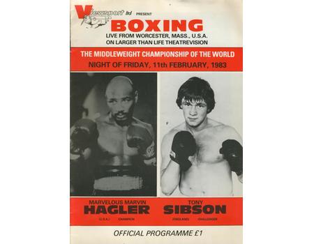 MARVIN HAGLER V TONY SIBSON 1983 (UK CCTV) BOXING PROGRAMME