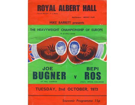 JOE BUGNER  V BEPI ROS 1973 BOXING PROGRAMME