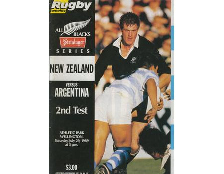 NEW ZEALAND V ARGENTINA 1989  (2ND TEST) RUGBY PROGRAMME