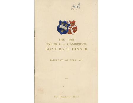UNIVERSITY BOAT RACE 1954 SIGNED DINNER MENU