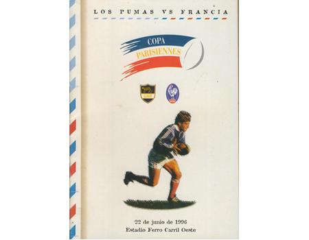 ARGENTINA V FRANCE 1996 RUGBY PROGRAMME