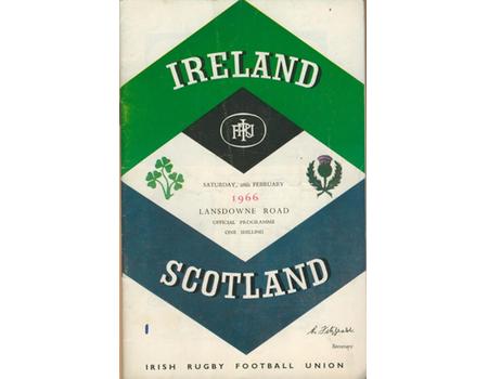 IRELAND V SCOTLAND 1966 RUGBY PROGRAMME