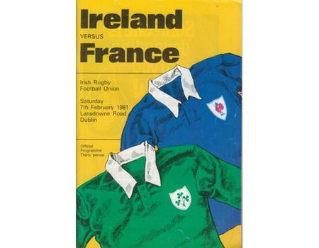 IRELAND V FRANCE 1981 RUGBY PROGRAMME (FRANCE GRAND SLAM SEASON)