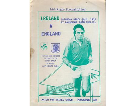 IRELAND V ENGLAND 1985 "PIRATE" RUGBY PROGRAMME (IRELAND TRIPLE CROWN SEASON)