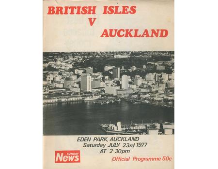 AUCKLAND V BRITISH ISLES 1977 RUGBY PROGRAMME