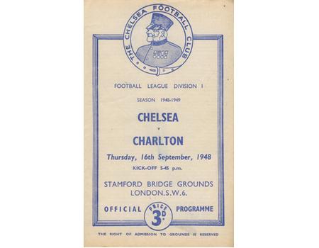 CHELSEA V CHARLTON ATHLETIC 1948-49 FOOTBALL PROGRAMME