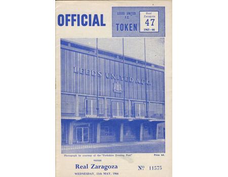LEEDS UNITED V REAL ZARAGOZA 1968 (FAIRS CUP SEMI-FINAL REPLAY) FOOTBALL PROGRAMME