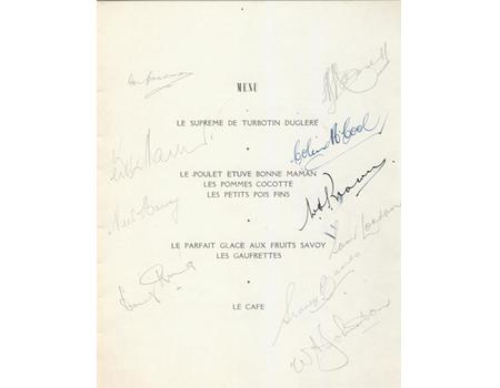 AUSTRALIA 1948 SIGNED CRICKET LUNCHEON MENU