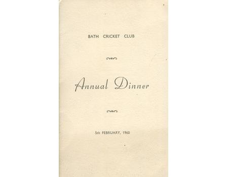 BATH CRICKET CLUB 1960S SIGNED MENU CARD