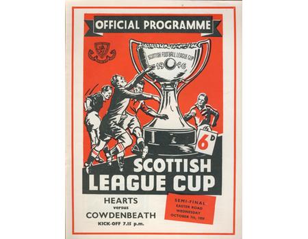 HEARTS V COWDENBEATH 1959 SCOTTISH LEAGUE CUP SEMI-FINAL PROGRAMME