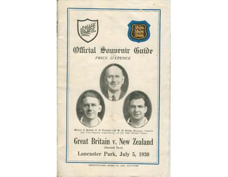 NEW ZEALAND V BRITISH ISLES 1930 (2ND TEST) RUGBY PROGRAMME