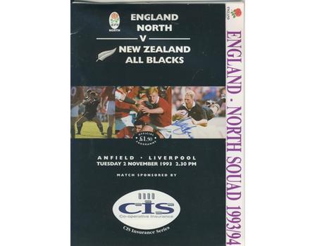 ENGLAND NORTH V NEW ZEALAND 1993 RUGBY PROGRAMME