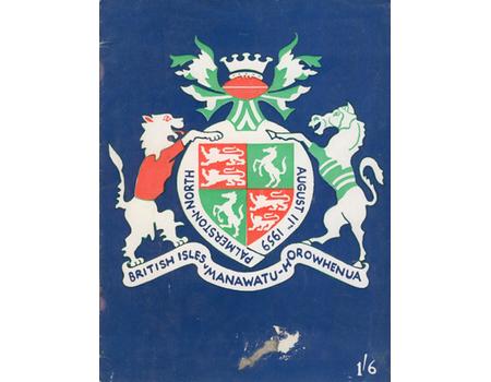 MANAWATU-HOROWHENUA V BRITISH ISLES 1959 RUGBY PROGRAMME