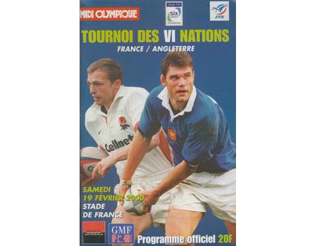 FRANCE V ENGLAND 2000 RUGBY PROGRAMME