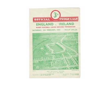 ENGLAND V IRELAND 1950 RUGBY UNION PROGRAMME