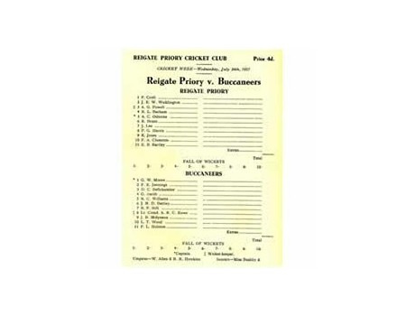 REIGATE PRIORY V BUCCANEERS 1957