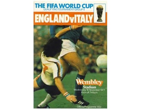 ENGLAND V ITALY 1977 FOOTBALL PROGRAMME