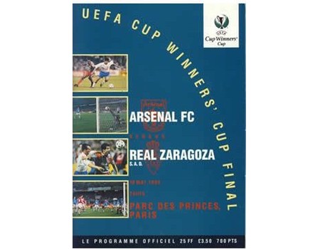 ARSENAL V REAL ZARAGOZA 1995 (ECWC FINAL) FOOTBALL PROGRAMME