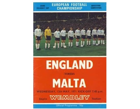 ENGLAND V MALTA 1971 (EUROPEAN CHAMPIONSHIPS) FOOTBALL PROGRAMME