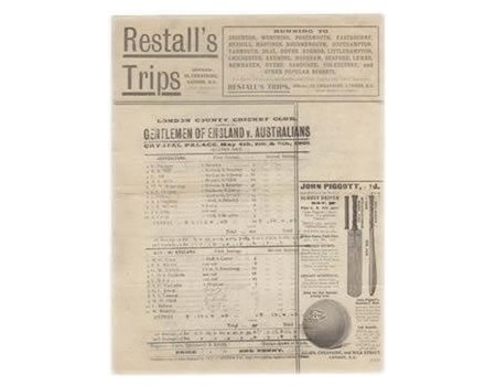 GENTLEMEN OF ENGLAND V AUSTRALIANS 1905 CRICKET SCORECARD