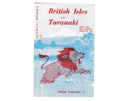 TARANAKI V BRITISH ISLES 1959 RUGBY PROGRAMME