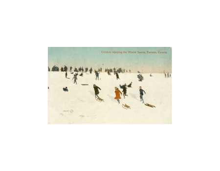CHILDREN ENJOYING THE WINTER SPORTS, TORONTO, CANADA (postcard)