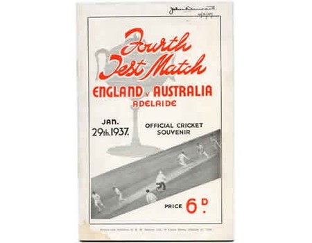 AUSTRALIA V ENGLAND 1936-37 (ADELAIDE OVAL) CRICKET PROGRAMME