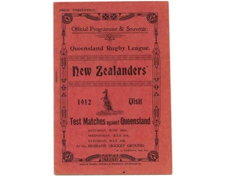 AUSTRALIA V NEW ZEALAND 1912 RUGBY LEAGUE PROGRAMME