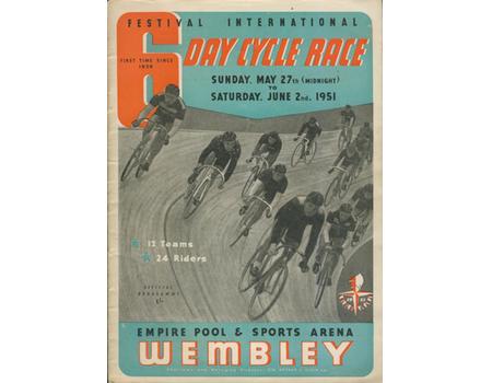 6 DAY CYCLE RACE 1951 (WEMBLEY) CYCLING PROGRAMME