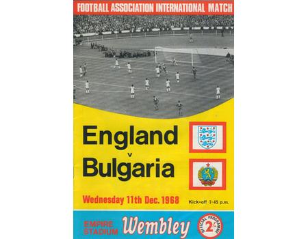 ENGLAND V BULGARIA 1968 FOOTBALL PROGRAMME