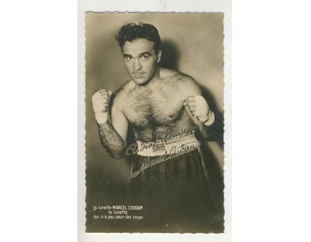 MARCEL CERDAN (FRANCE) BOXING POSTCARD