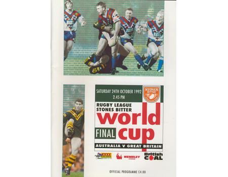 AUSTRALIA V GREAT BRITAIN 1992 RUGBY LEAGUE WORLD CUP FINAL PROGRAMME