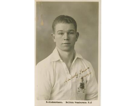 NORMAN RICHARDSON (BOLTON WANDERERS AND NEW BRIGHTON) SIGNED FOOTBALL POSTCARD