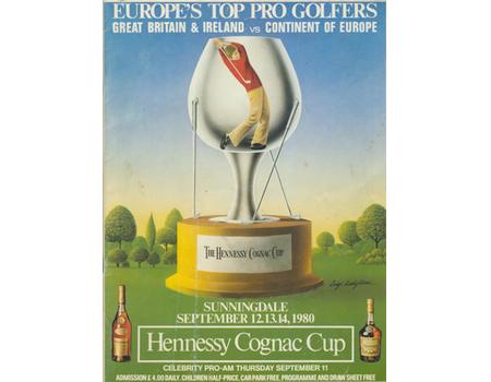 HENNESSY COGNAC CUP 1980 (SUNNINGDALE) GOLF PROGRAMME - SIGNED BY BALLESTEROS, LANGER, LYLE ETC.