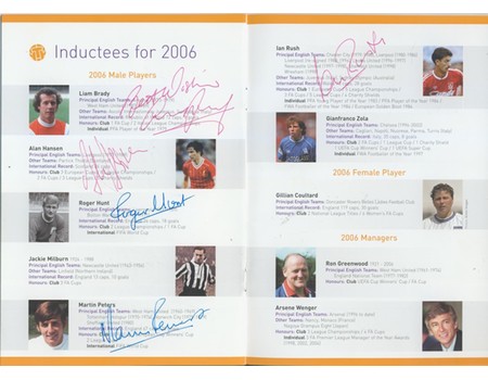 NATIONAL FOOTBALL MUSEUM HALL OF FAME DINNER MENU 2006 - PROFUSELY SIGNED