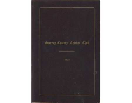 SURREY COUNTY CRICKET CLUB 1933 [HANDBOOK]