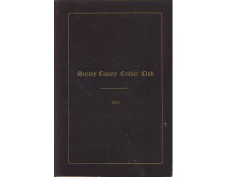 SURREY COUNTY CRICKET CLUB 1933 [HANDBOOK]